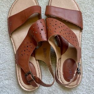 B.O.C. By Born Brown Leather Sandals with Cutout Design
